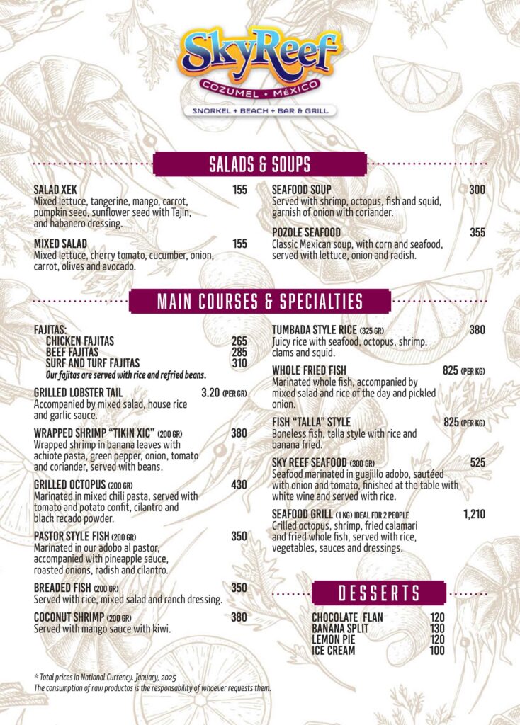 Food menu in English page 2